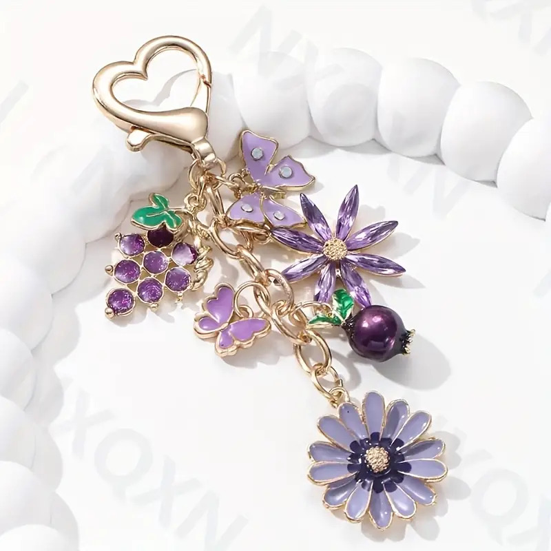 TEMU 1 Flower Pomegranate Keychain Sweet Romantic Gentle Lovely Style Car Bag Pendant Gift For Relatives Souvenir Gift