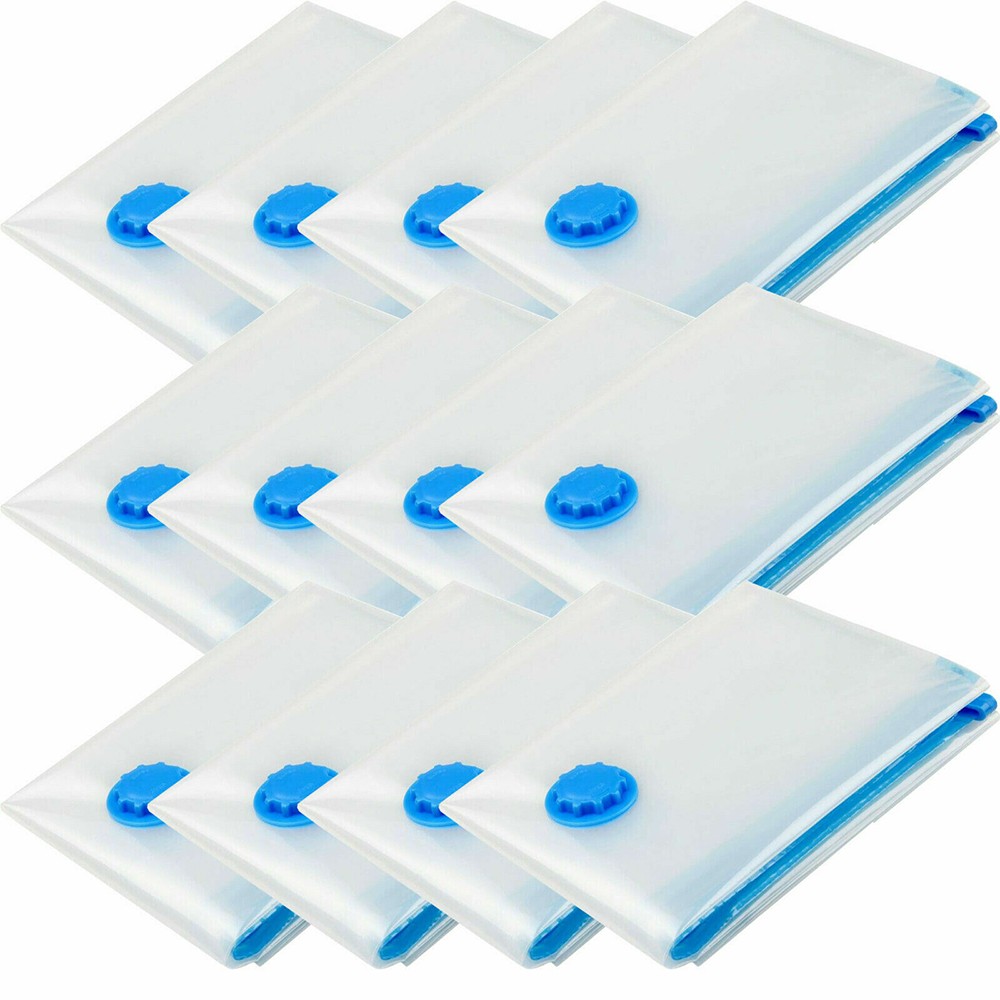 12 Pack 40x60cm Vacuum Storage Bags, Thickened Saver Bags With Round Valve - Reusable For Clothes, Bedding, Duvets