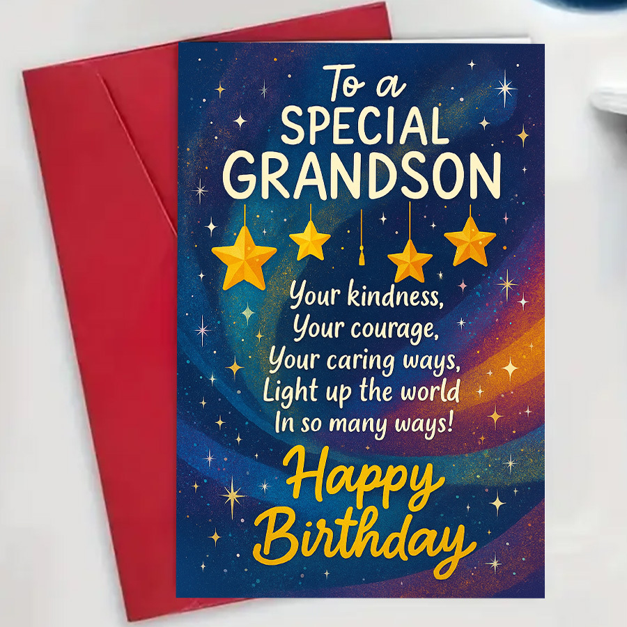 TEMU 1pc Card For Grandson Expressing Love Kindness And Perfect For Grandparents To And His With Wishes Envelope And Greeting Card