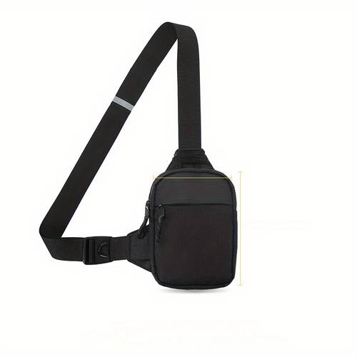 mens lightweight belt bag black mini crossbody bag with double zipper pockets adjustable strap for sports hiking travel
