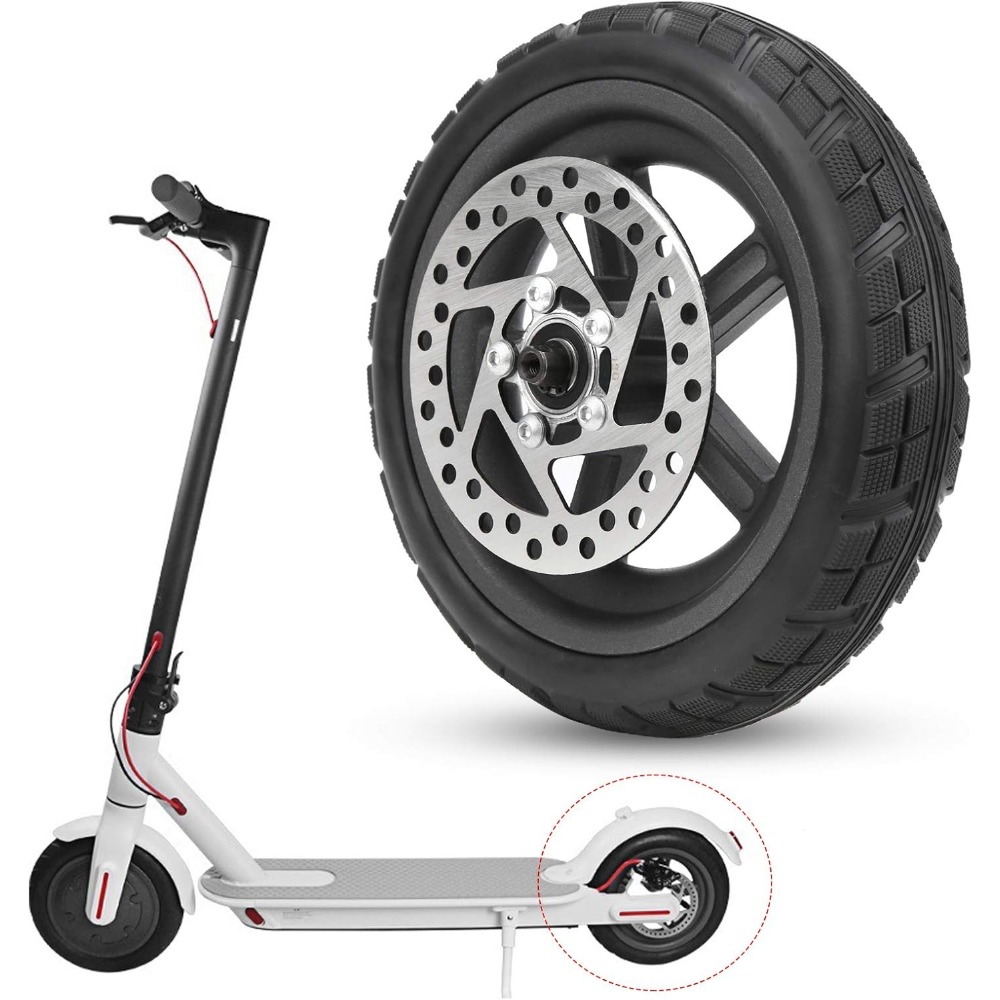 Image of 8.5-inch Electric Scooter Tire, A Full Wheel Unit Featuring A , Brake Disc, And A Honeycomb Hollow Structure, Compatible With For Xiaomi M365, 1s, And Essential Models
