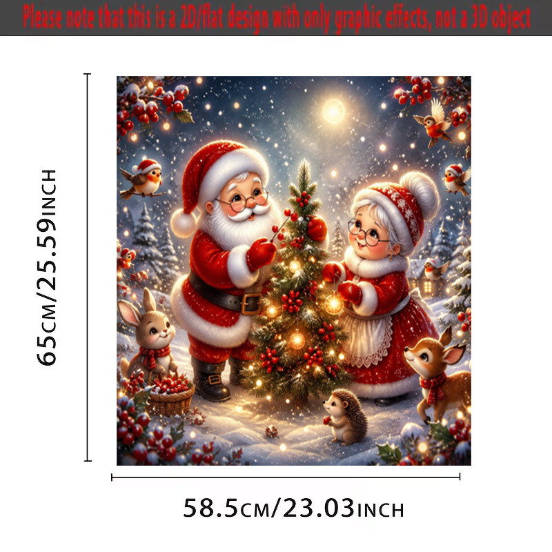 TEMU [2d Flat Decoration] 1pc Santa Claus And Christmas Tree Dishwasher Door Cover Sticker, Home Decor Sticker, Easy To Clean, Self-adhesive, Very