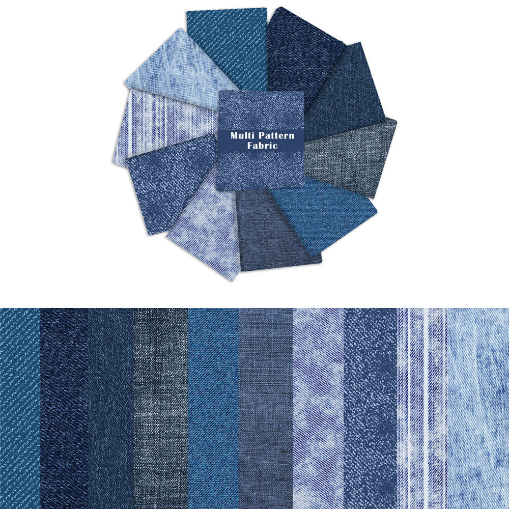 TEMU 50pcs (10cm * 10cm) Blue Jeans Seamless Denim Texture Pattern Printed Fabric, Multi Pattern Fabric, Fabric For Handmade Projects - Used For ,