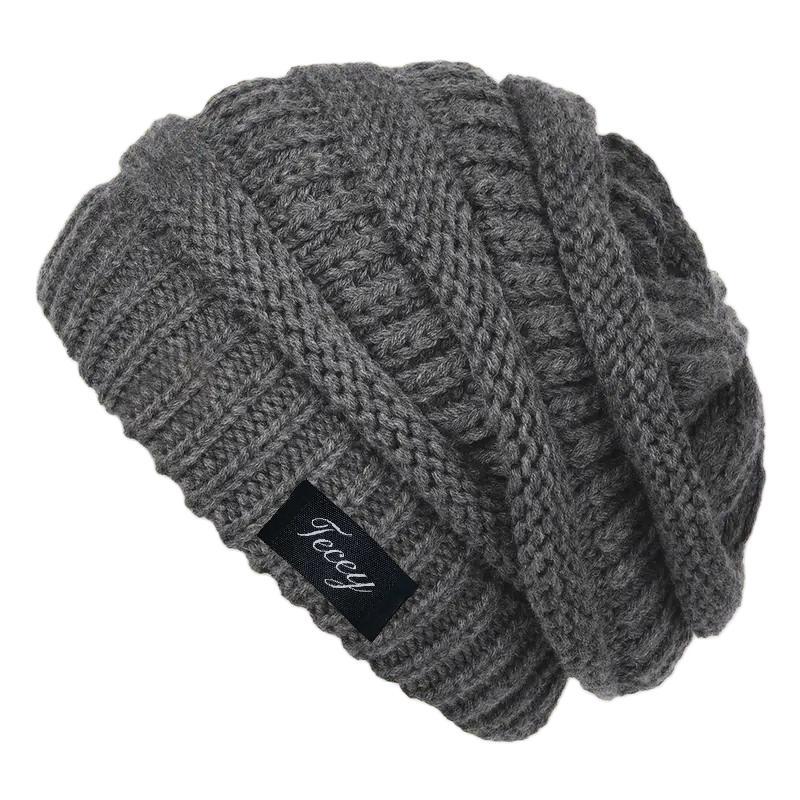 TEMU Bonnet épais automne/hiver, Bonnet pull chaud unisexe, Bonnet ample et mou doux et chaud, Bonnet d'hiver ample vintage protégeant les oreilles,