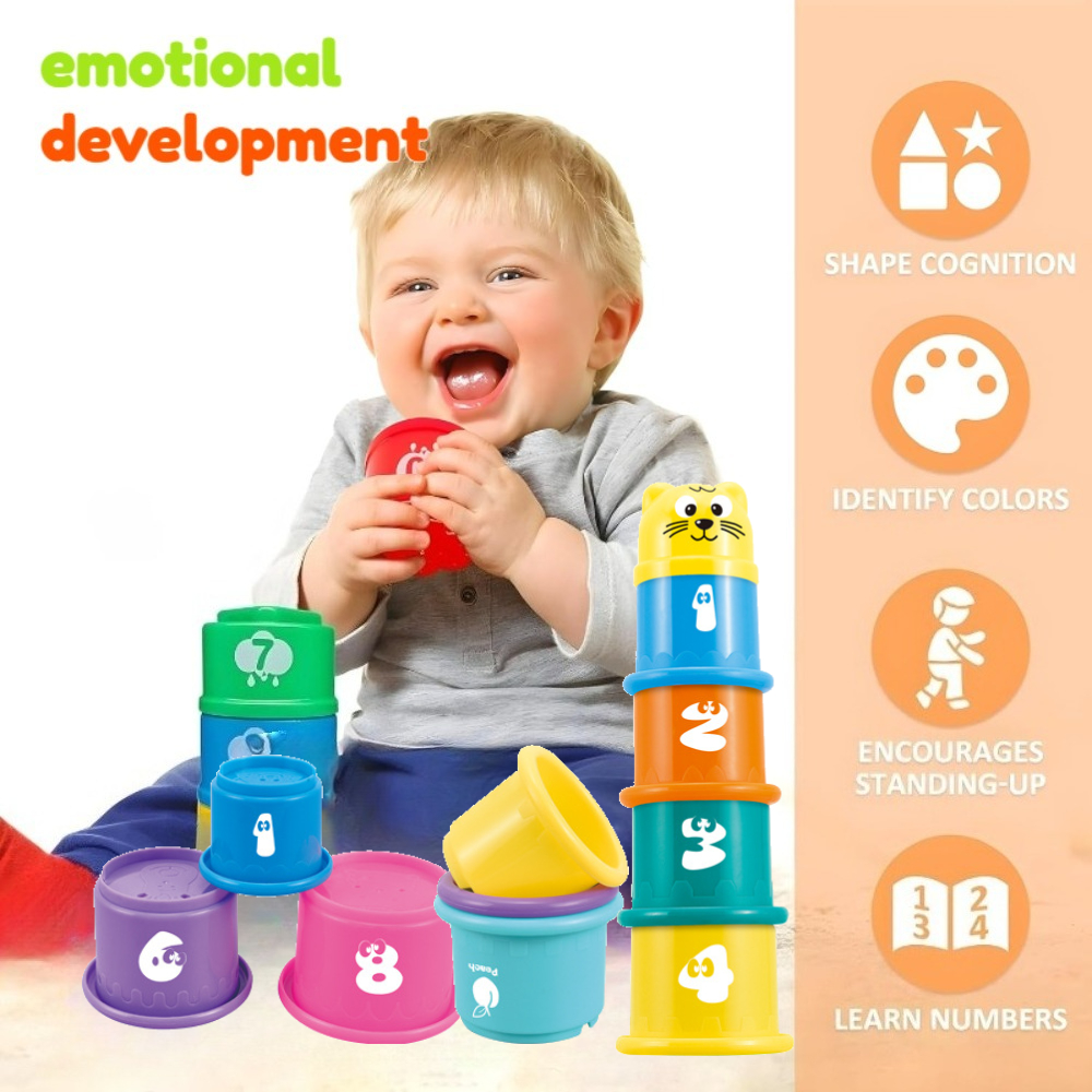9pcs Rainbow Educational Stacking Cup Set, Random Colors