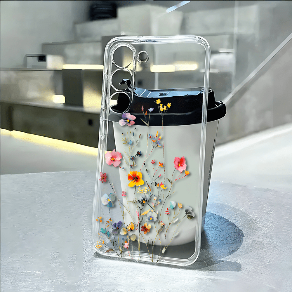 E-shop Handyhülle - Blumenmuster Transparente Handyhülle Passend für Samsung Galaxy S26 Ultra, S26, S26 Plus, A14, A15, A16, A17, A25, A26, A34, A35,