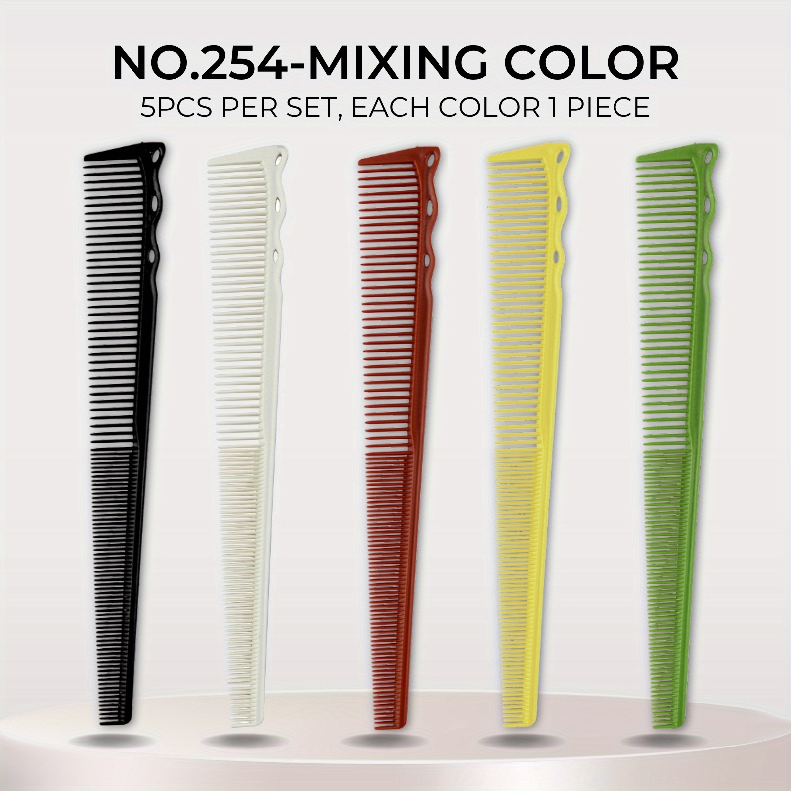 TEMU 5pcs Hairdressing Comb Set For Barbers, Stylists, And Home Use - Professional Hair Combs For Sideburns, Hair Brushes, And Salon Styling Tools