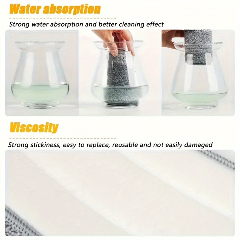 4pcs super absorbent microfiber mop pads reusable washable and   for flat floors easy to clean wet or dry use details 3