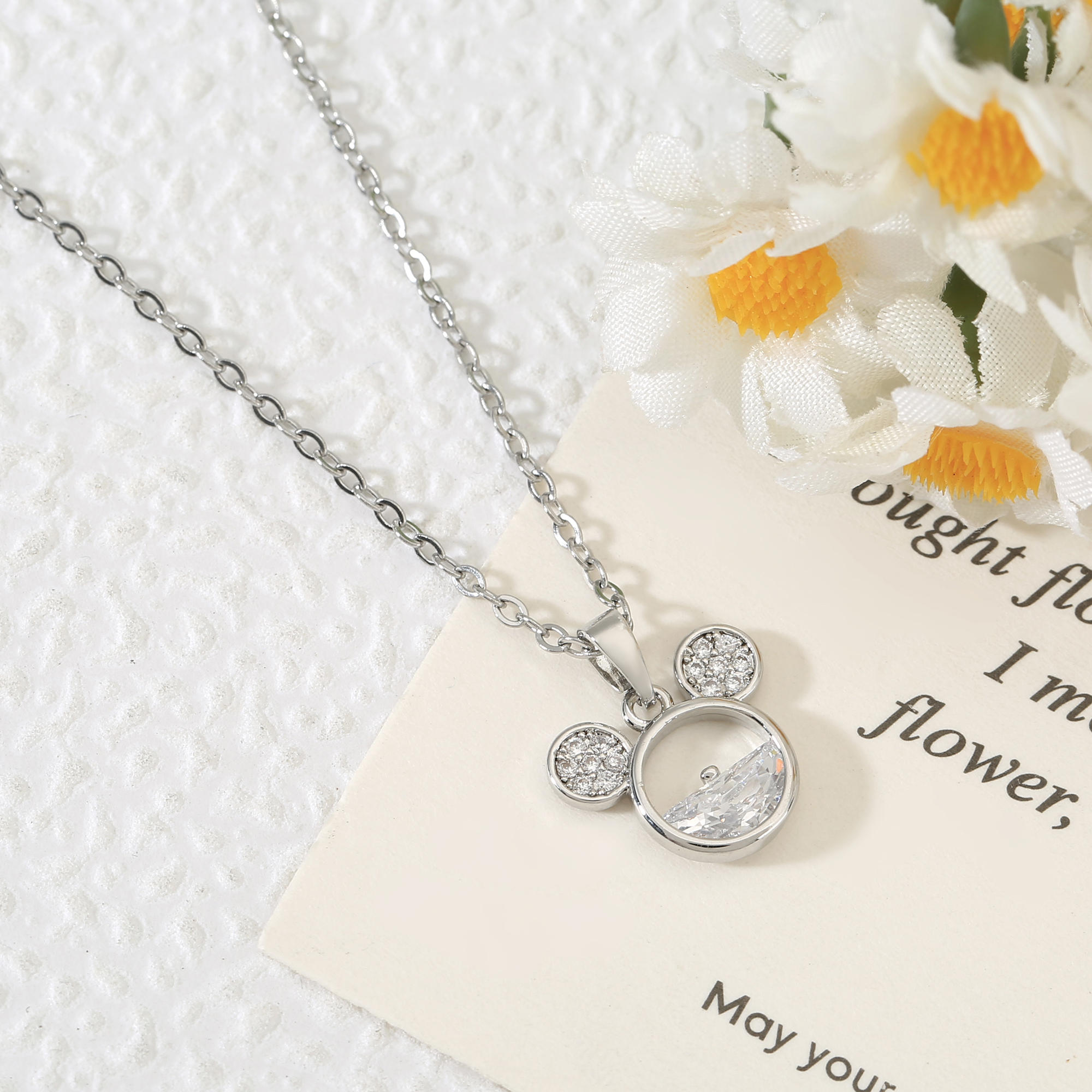 Copper Zirconia Semi-Circular Necklace, Daily Wear