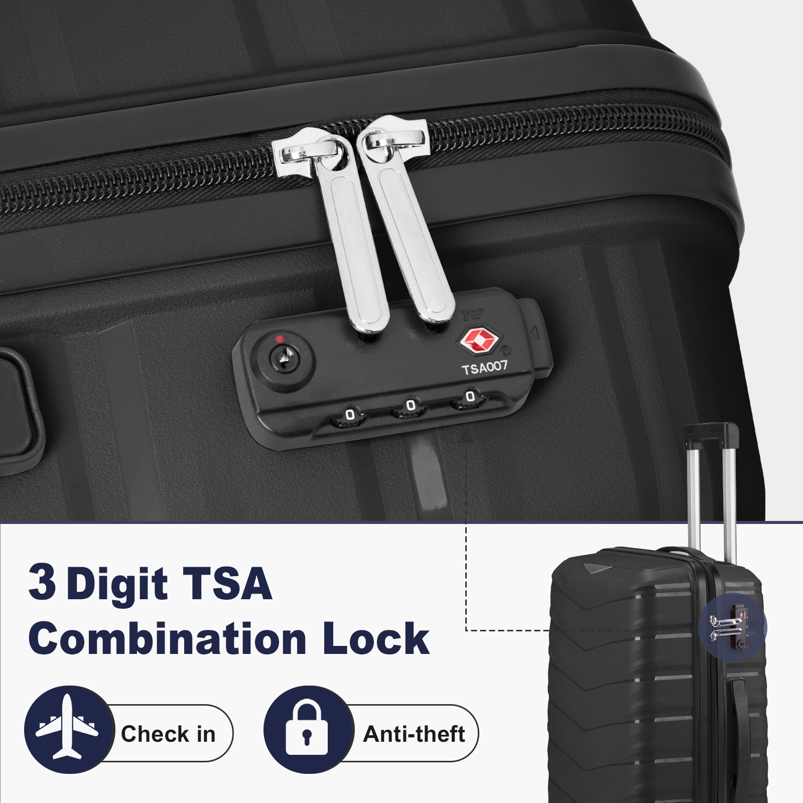 3pcs Set Lightweight Suitcase with TSA Lock (20/24/28)