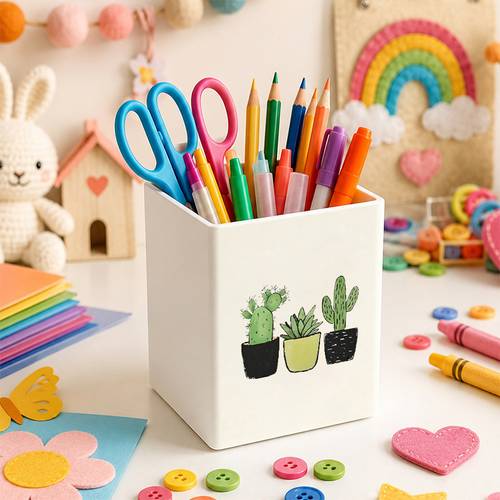 1pc cactus and succulent plants quote multi purpose storage organizer desktop holder for makeup brushes pens remote controls utensils and supplies compact space saving organizer for bathroom kitchen office bedroom