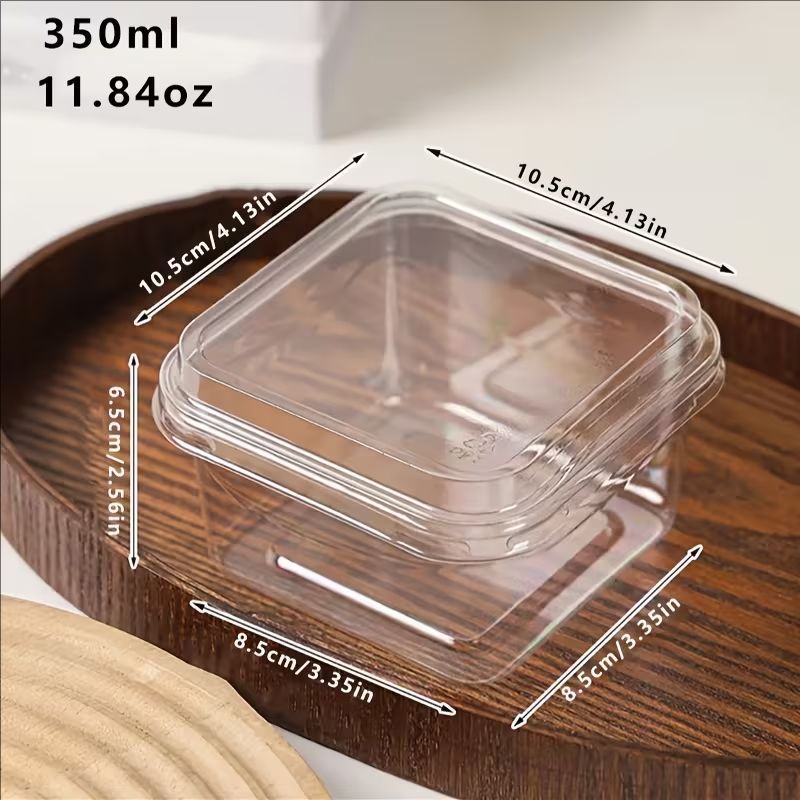 Image of Set Of 30 Bean Milk Containers Including 15 Cups And 15 Lids, Designed For Square Transparent Mousse Cakes And Desserts. Ideal For Fruit Layering, Perfect For Celebrations, Festivals