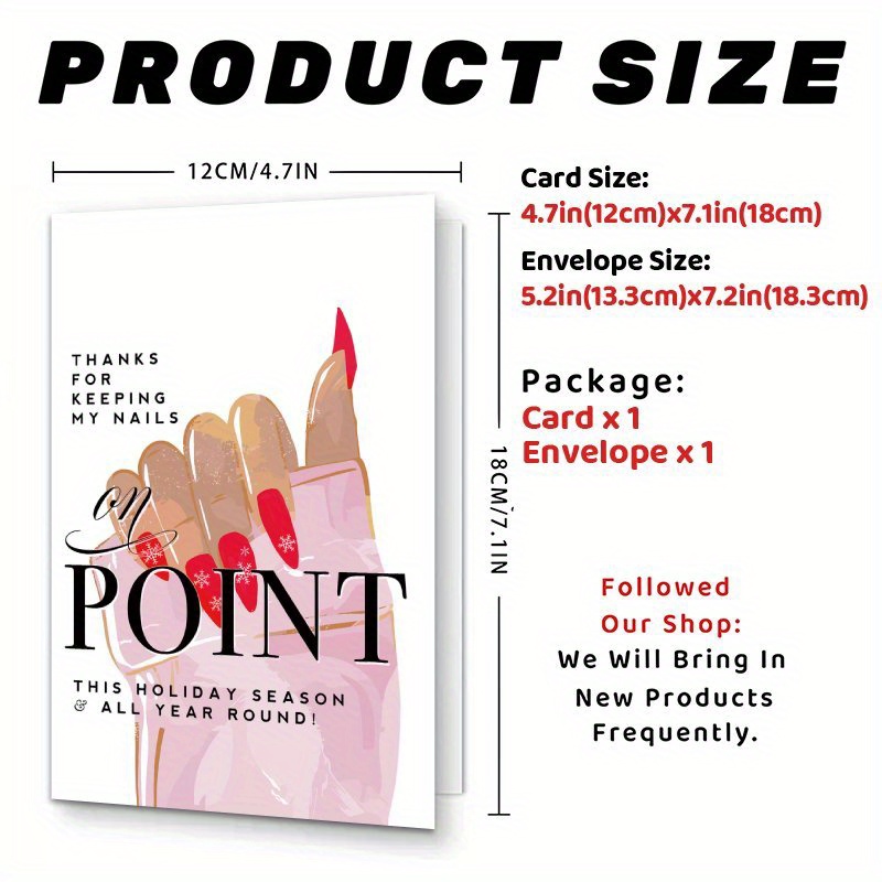 TEMU 1pc Nail Tech Christmas Card, Thank You, Holiday Gratitude Greeting Card For Nail Technician, Unique Manicurist Appreciation Gift For Him/her,