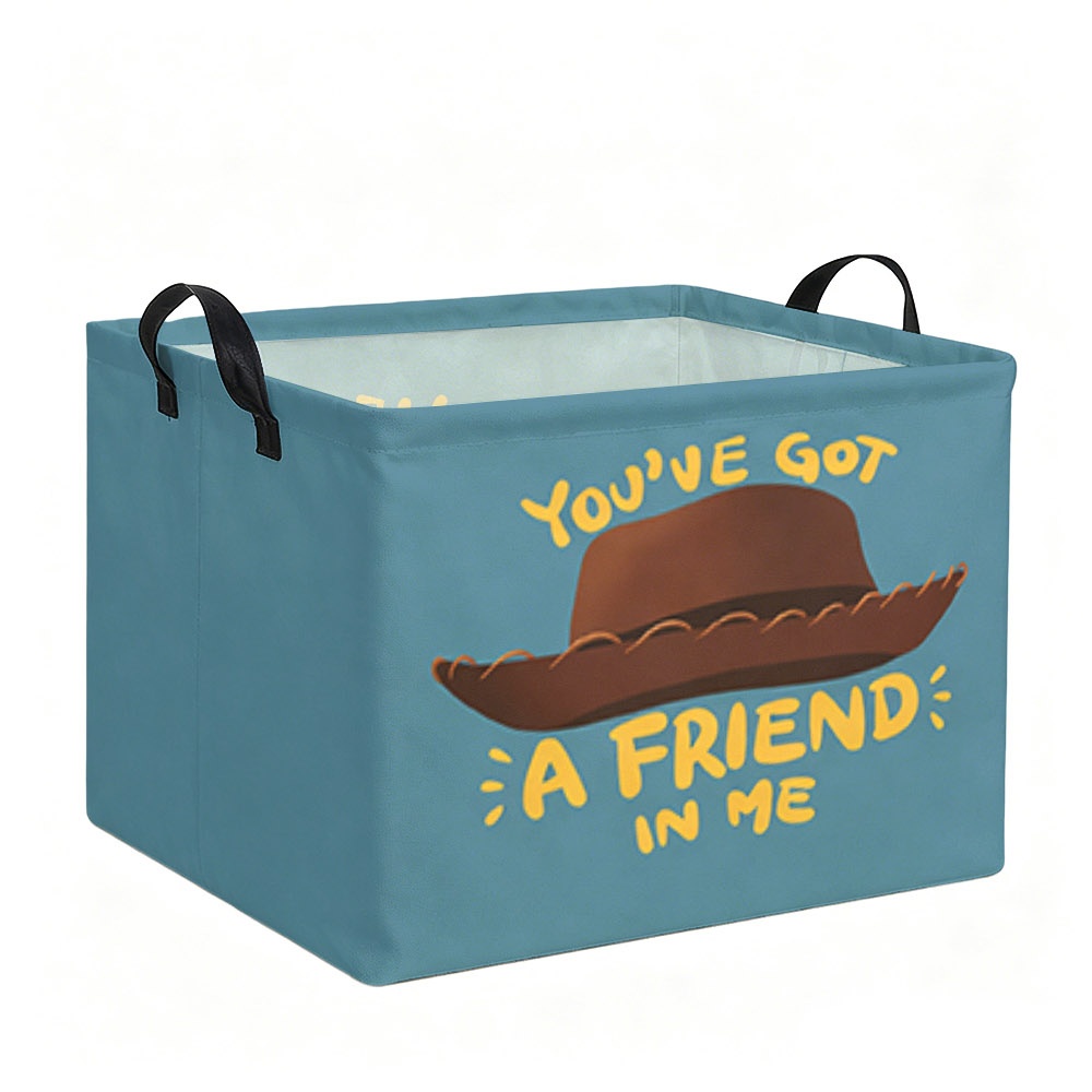 TEMU 1pc Cowboy Hat And "you've Got A Friend " Printed Canvas Open Storage Bin, Portable Durable Organizer In Multiple Specifications, Ideal For