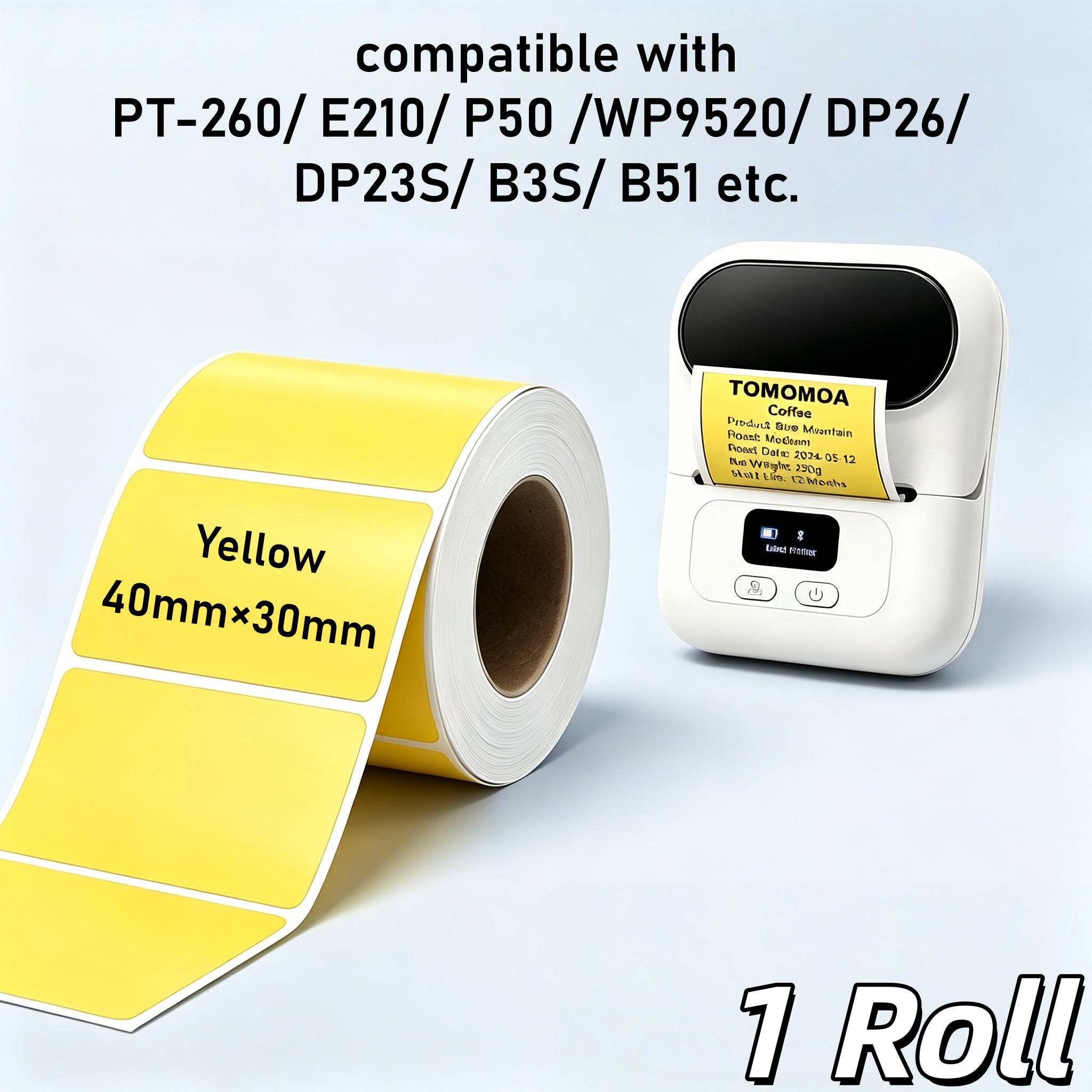 TEMU 1 Roll Color Thermal Labels, 40x30mm- Purple, Dark Purple, Pink, Dark Pink, Blue, Green, Yellow, 120 Sheets/roll. For M110/m120//m220/m221/m150.