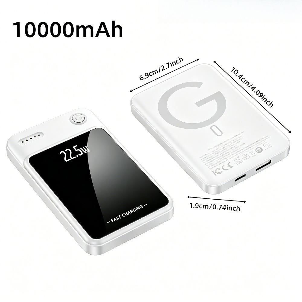 TEMU 10000mah Ultra-thin Magnetic Wireless Portable Charger, Indicator, Strong For Commuting Camping Outdoor, Fits Iphone And Android Phones