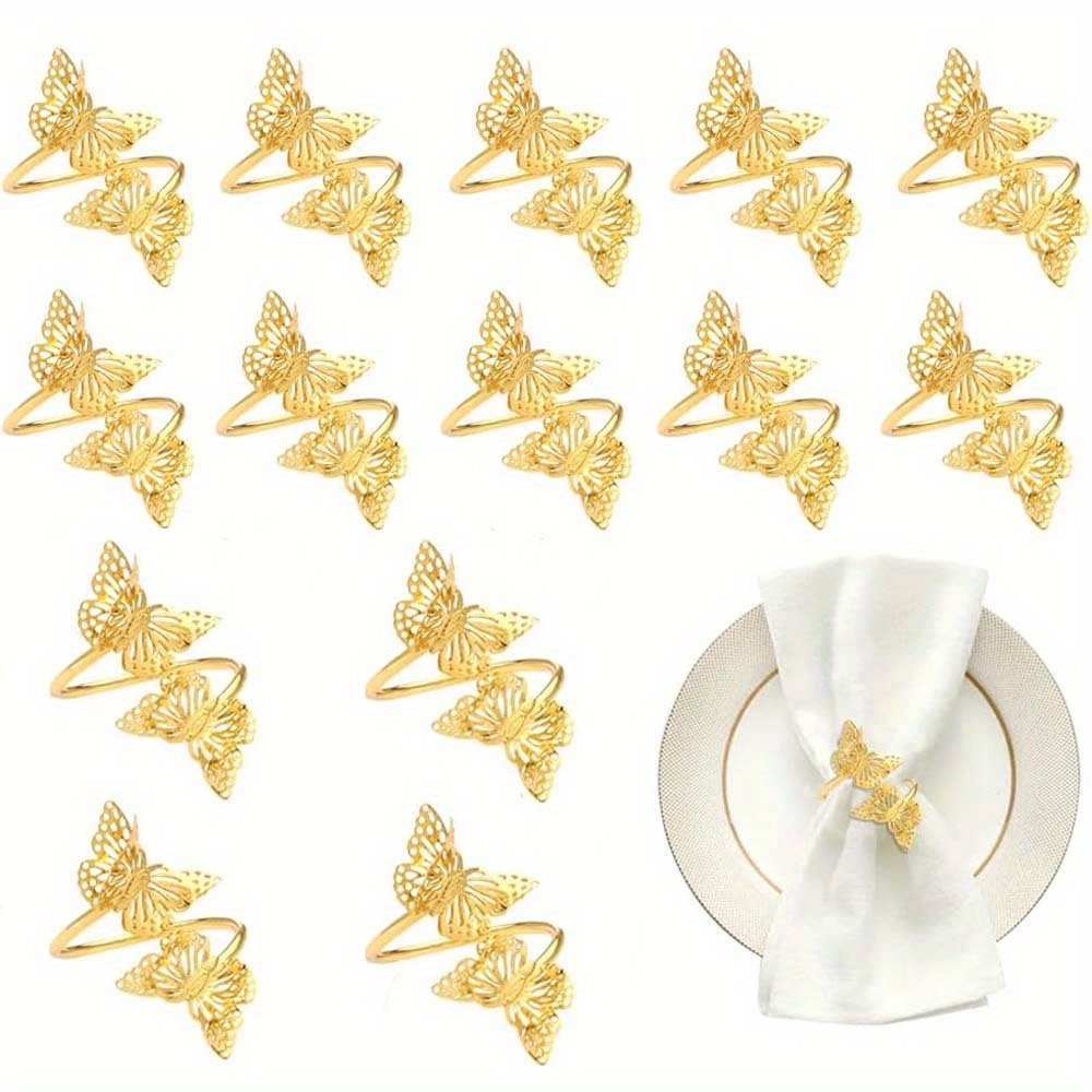TEMU 12 Pezzi Anelli per Tovaglioli Dorati, Anelli per Tovaglioli in Metallo con Design , Portatovaglioli per Matrimoni, , Natale, Feste, Hotel, Cene