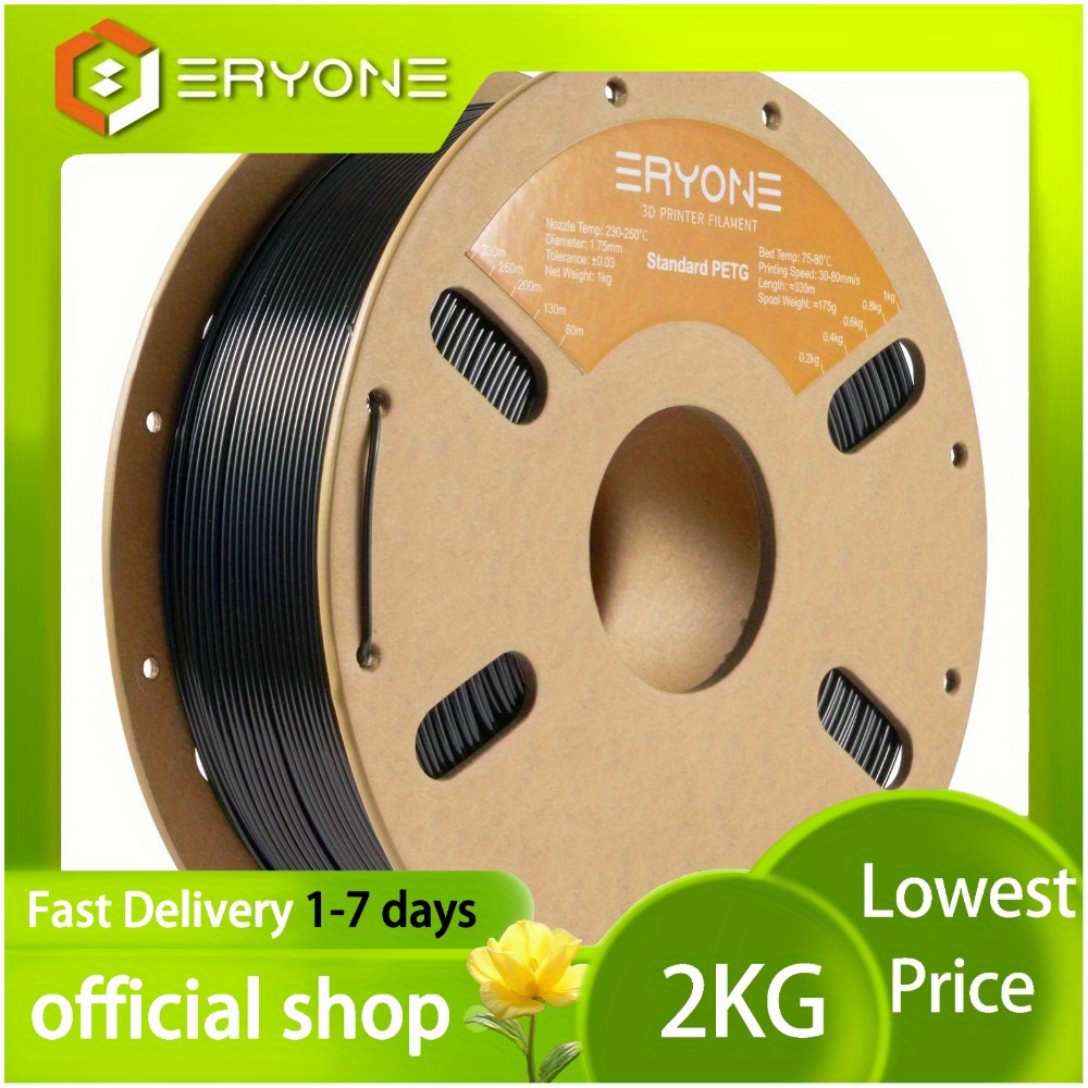 Image of Eryone 2kg Petg 3d Printing Supplies Filament For 3d Printer, 1.75mm +/ -0.03mm