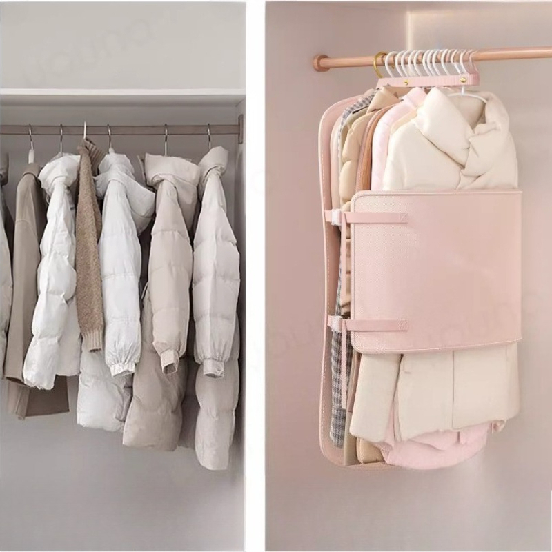 clothes compression storage board foldable garment protector with compartment covers wardrobe hanging storage bag for down jackets suits and wedding dresses hook and loop compression hanging storage bag compression garment storage protective