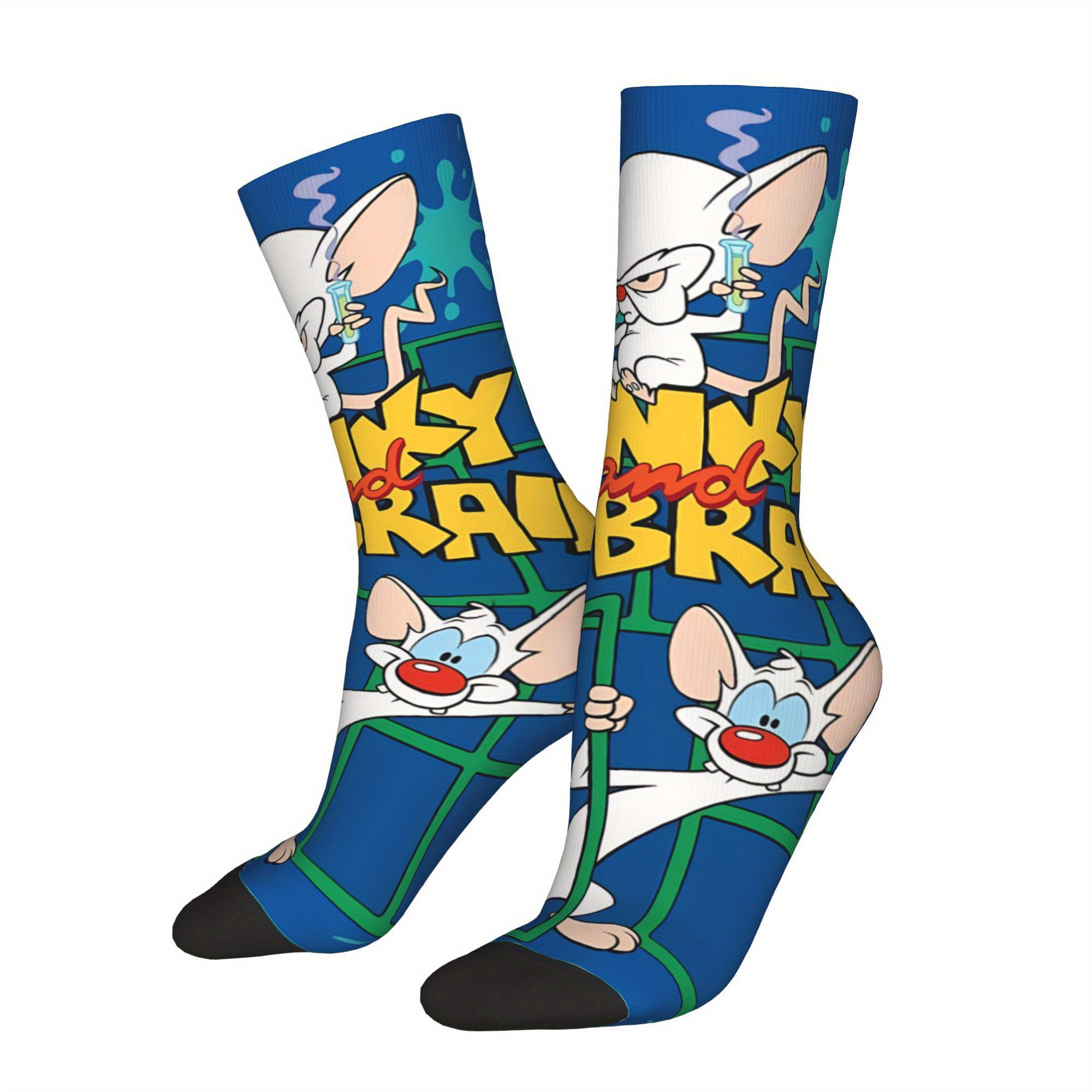 

1 Pair Men's 3d Cartoon Print Mid-calf Socks - , Warm Polyester With Elastane, Cycling, Running & Hiking | Vibrant, Comic-