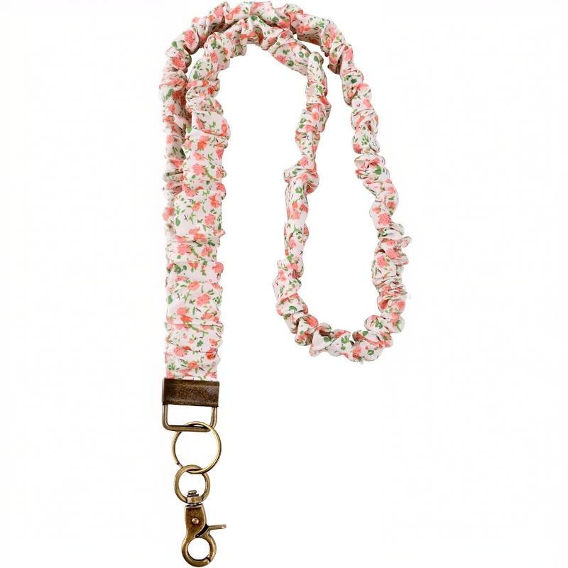 TEMU Cute Neck Stretchy Teacher Nurse Lanyard Holder For Women Ladies, Floral Pattern, Polyester Fiber