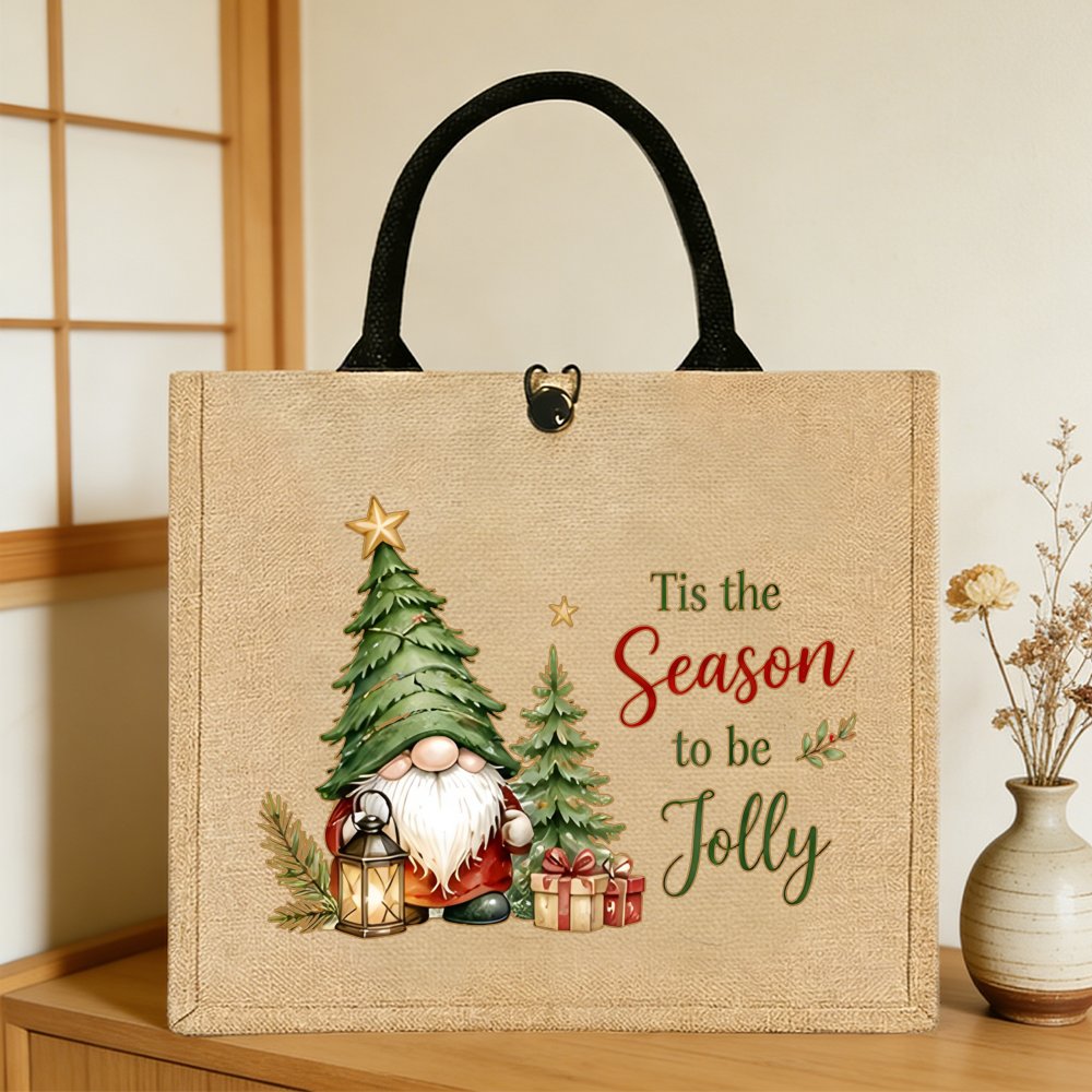 TEMU Gift For Her/him S Gift Bag 2d Flat, 1pc Tote Bag, Gift Bags, Versatile Use, Gift Jute Bag For Women, Jute Tote Bag, Christmas Gnome Themed,