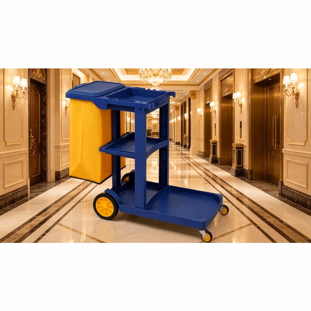 Heavy-Duty Commercial Housekeeping Cart with 3-Tie...