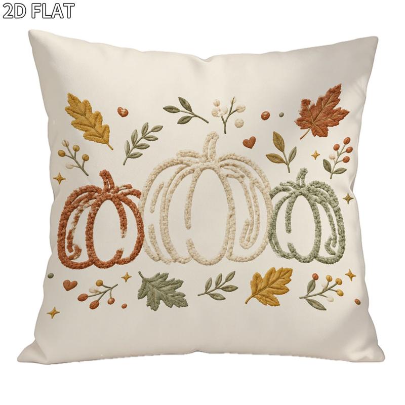 TEMU Housse de coussin décorative automne 18X18 pouces 1pc, taie d'oreiller texturée brodée avec , et , décoration de canapé de chambre à coucher