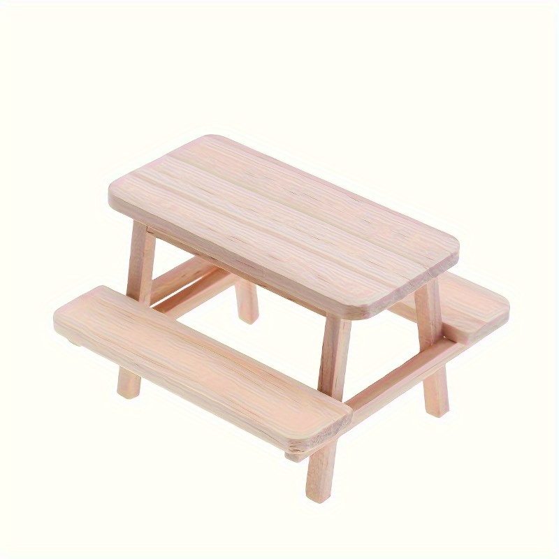 

Miniature Wooden Picnic Table & Chairs Set - 1/12 Scale, Diy Kitchen & Living Room Decor, Ideal Christmas & New Year Gift