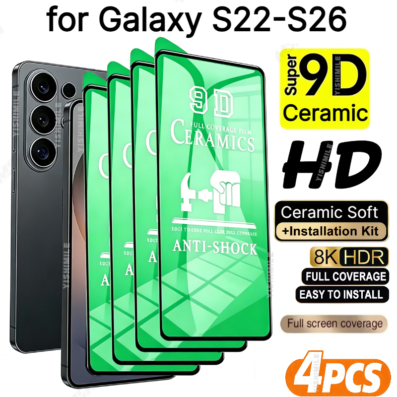 TEMU [bubble-free] 4pcs 9d Ceramic Hd Soft Film Screen Protectors For For Galaxy S22 S22  S23 S23  S24 S24  S24u S25 S25  S25u S25edge S25fe S26