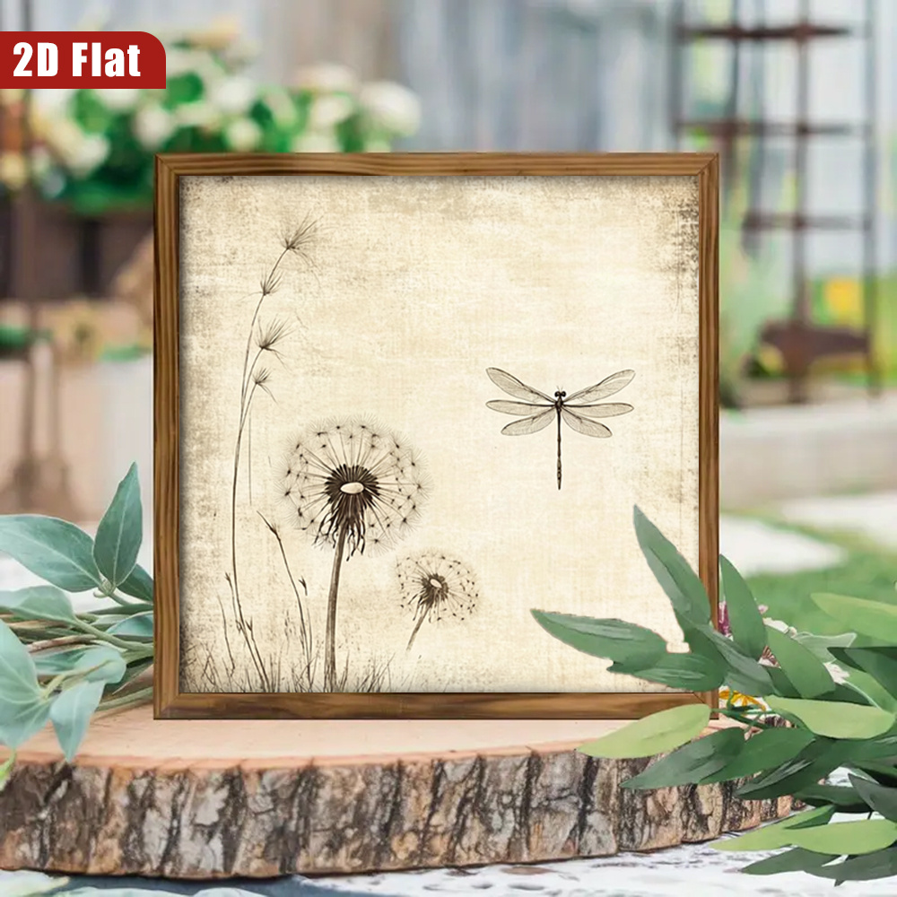 TEMU Plat 2D, Plat 2D - Plaque en Bois et | Plat 2D, Encadré - Décoration de Ferme et de Cottage, Convient pour Salon, Cuisine, Chambre, Buanderie -