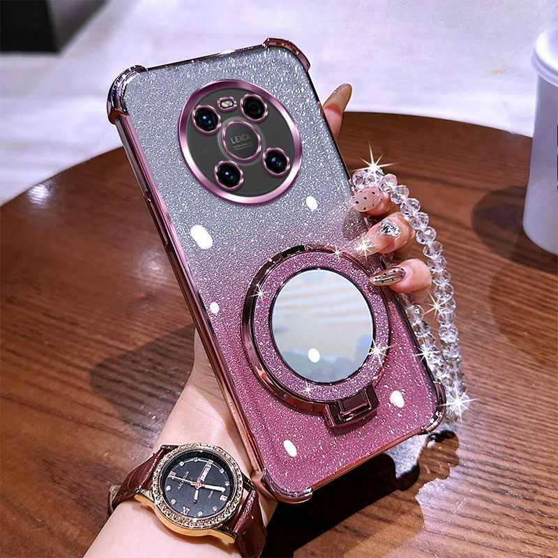 TEMU Nouveau étui de téléphone avec bracelet en cristal transparent, sacs à air et un à maquillage pour Xiaomi Redmi A3/Redmi 10 4G/10C/12C/9A.