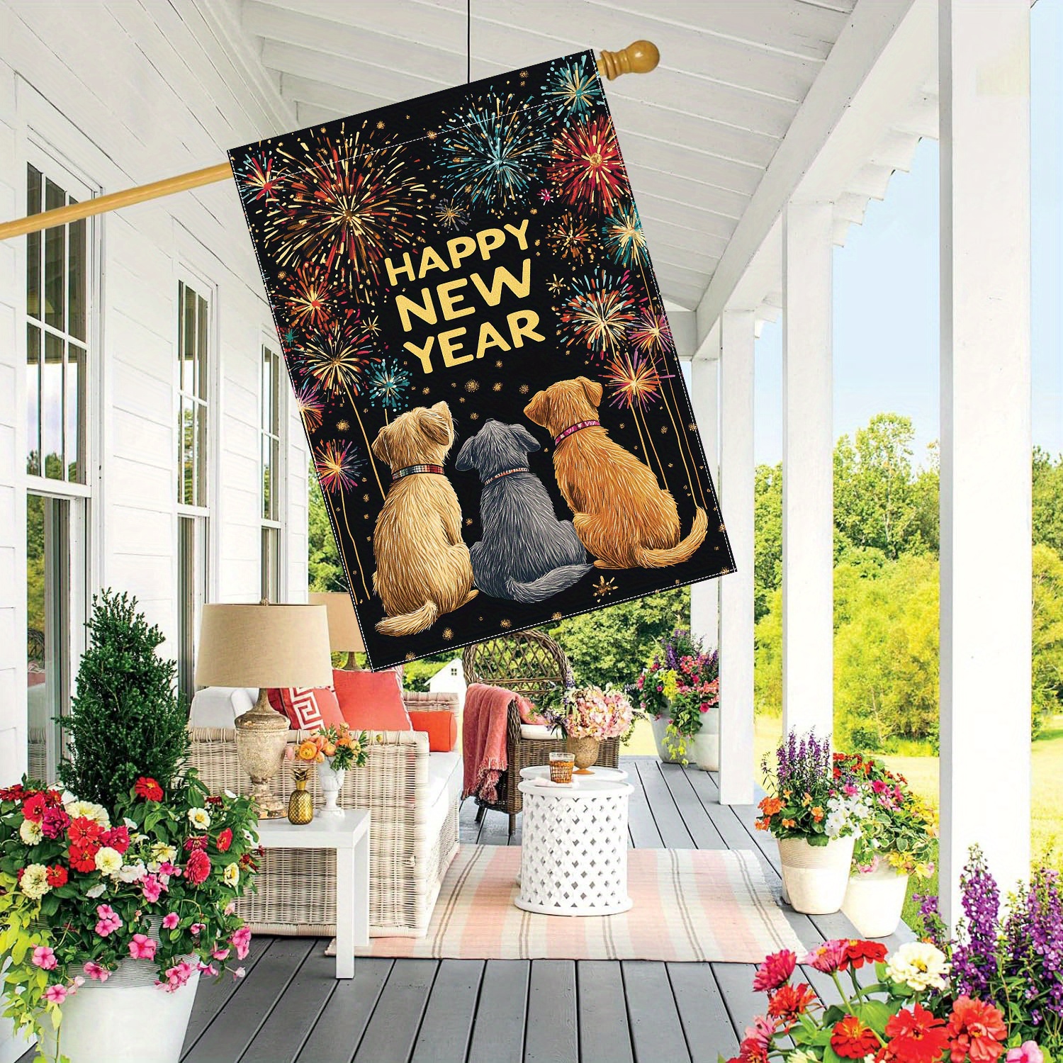 

New Double- Polyester 28x40 - Dog Fireworks, And Decoration, No Needed (1pc)