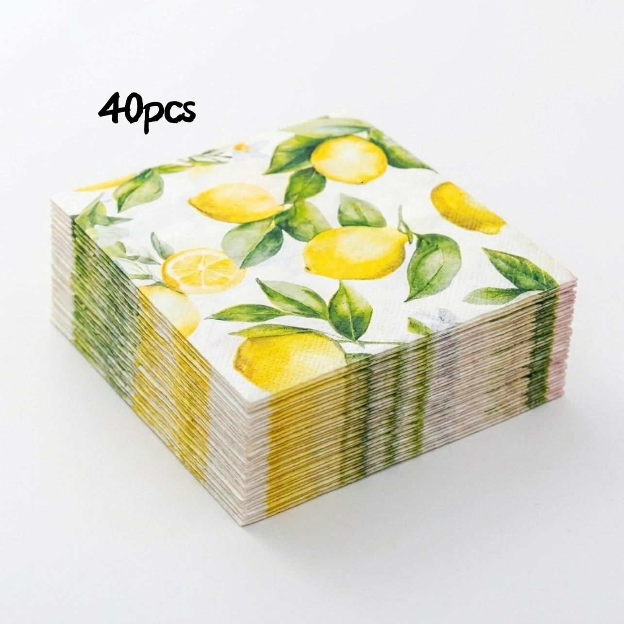 TEMU Fazzoletti a tema frutta da 20-100 pezzi, Tovaglioli monouso a con motivi agrumati, per l'estate, baby shower, barbecue, giardino e decorazione