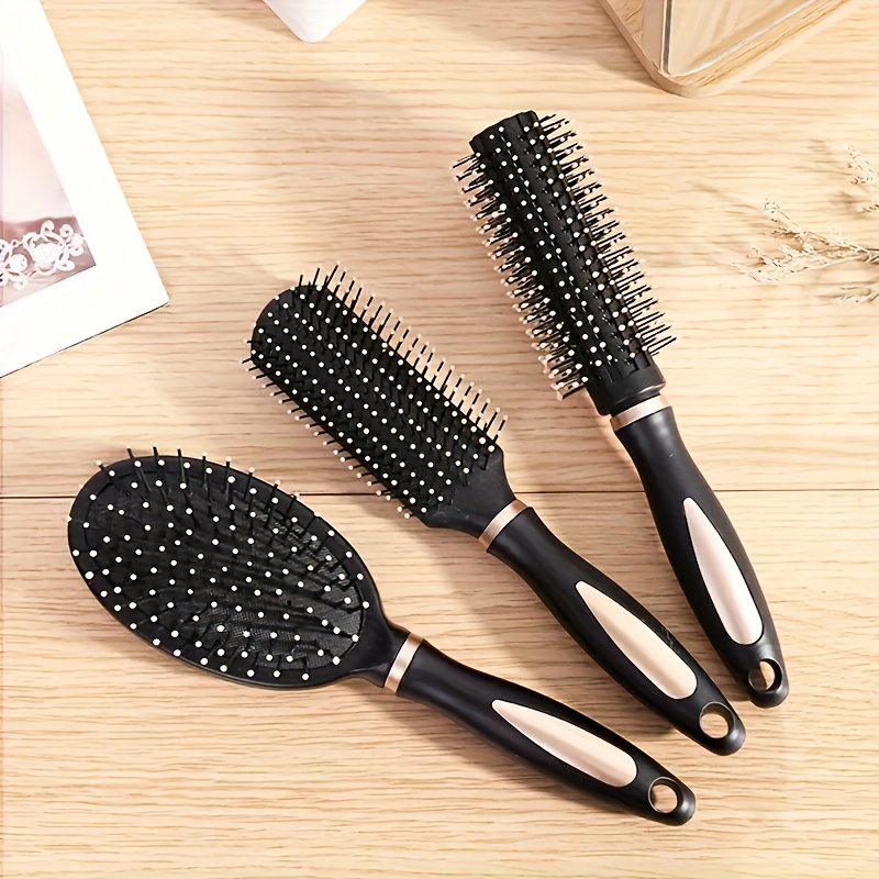 6pcs Black Styling Hair Tool Set with Detangling Comb
