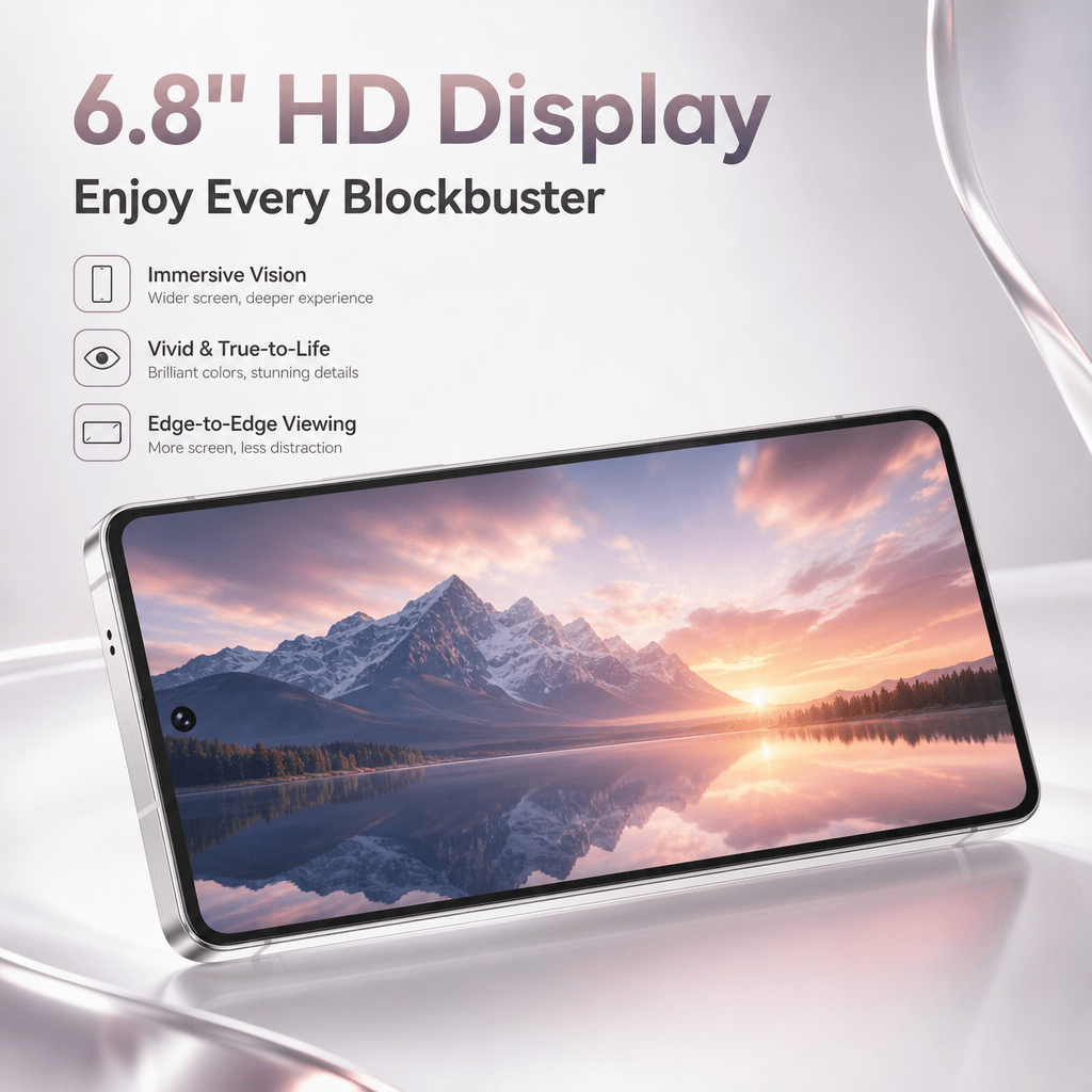 6 8 inch   screen unlocked   phone 4 64gb   support facial recognition   screen protector earphones daily use Product details 1