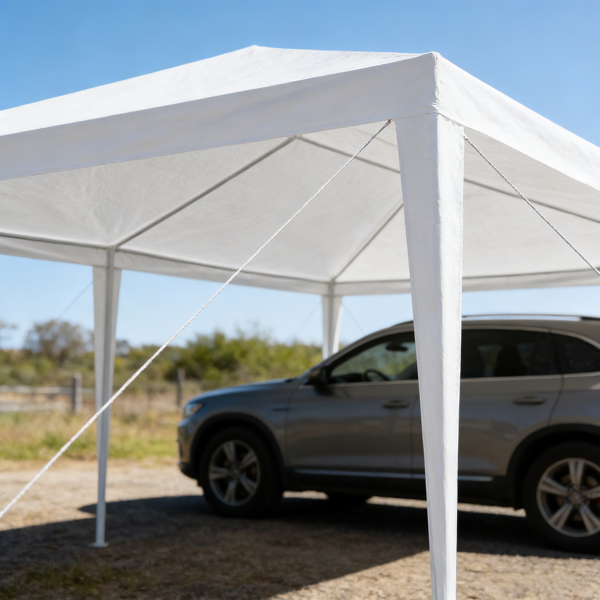 TEMU 10' X 20' Carport Outdoor Storage For Car, Bike - Temporary And Removable With Heavy-duty Metal Frame, Pe Fabric, Ventilation, Easy Assembly,