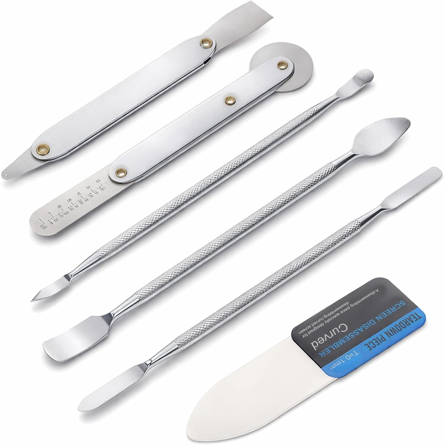 TEMU 金属製スパッジャー 6点セット プライツールキット ステンレス鋼製 スマホ修理工具キット 超薄型 開封工具 電子機器修理用メンテナンス工具 ノートパソコン 携帯電話 タブレット用
