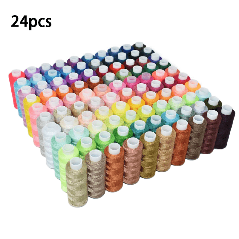 

24pcs Polyester Fil à Coudre Set, , pour Toutes Les Machines à Coudre et la Couture à , avec Des Couleurs Assorties Incluant Blanc, Rouge, Noir, Jaune, Bleu, pour Les Débutants et les