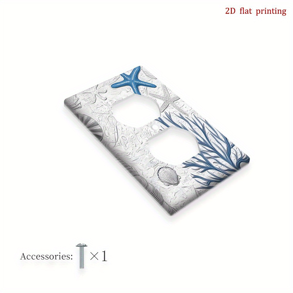 TEMU 1pc Plaque de Couverture d'Interrupteur à Thème Marin - Étoile de Mer et Coquillages, Installation Facile par Clip ou Adhésif ( Vis) pour Salle