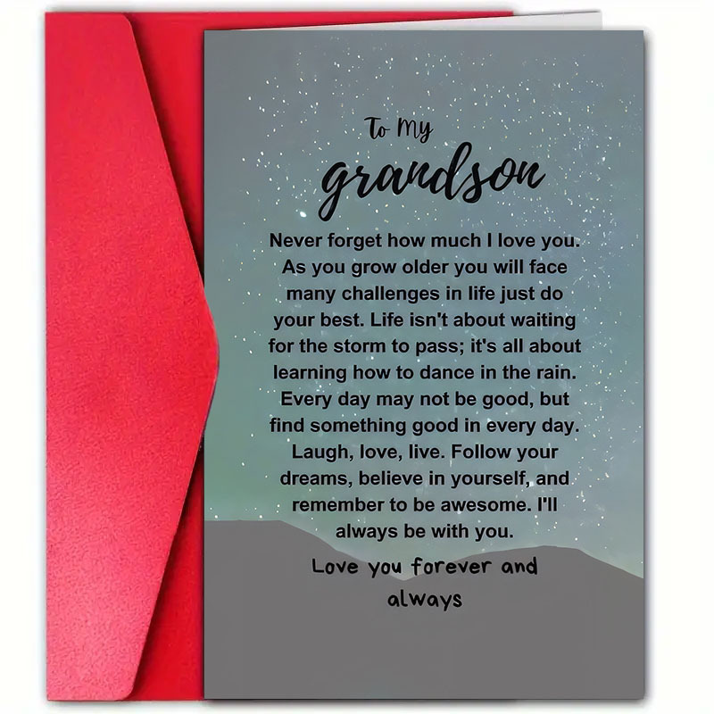 TEMU 1 Birthday Card For Grandson - High-quality Paper, Birthday Wishes, Includes Envelope, Grandson, Son, Daughter, Nephew - 4.72 Inches X 7.09