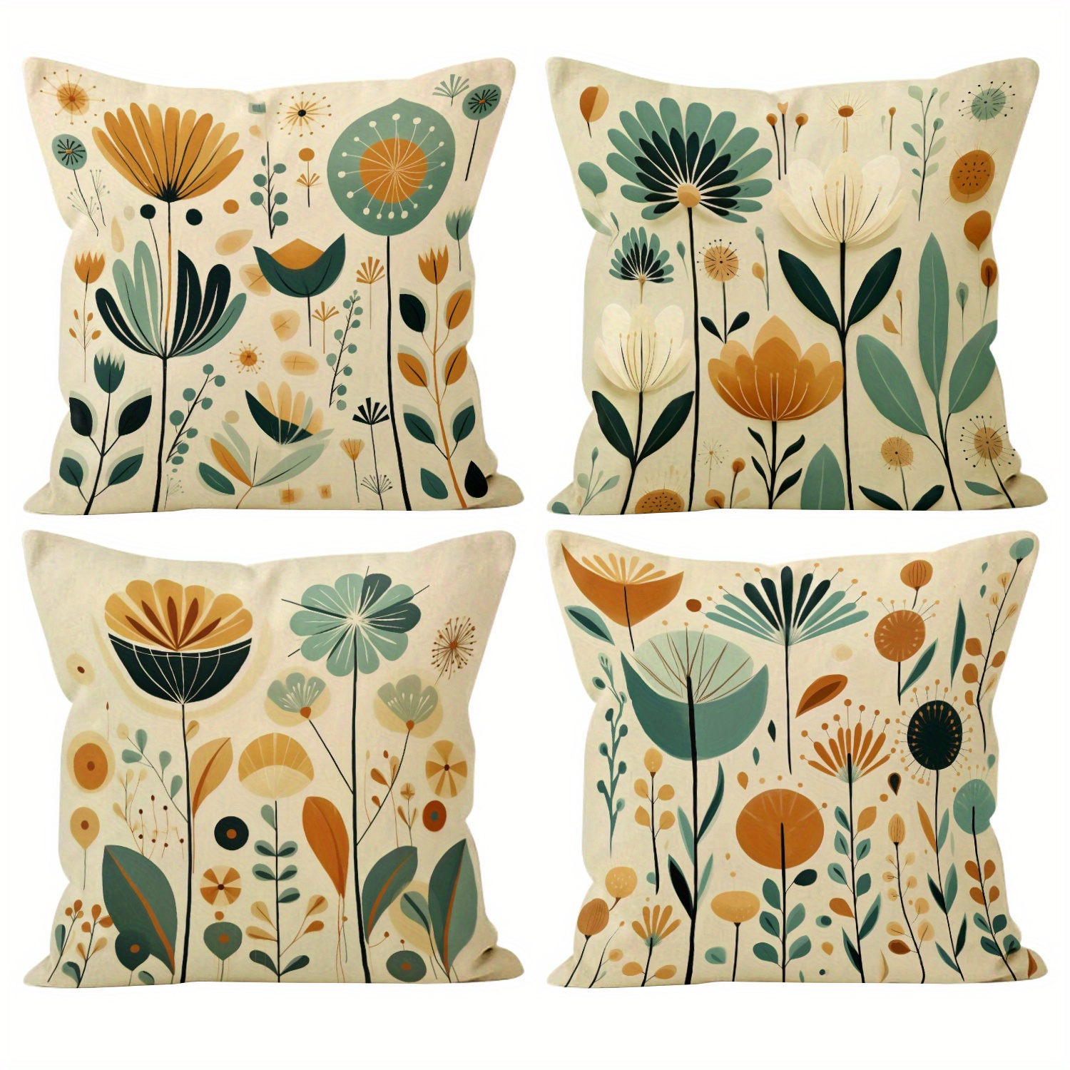 TEMU Juego de 4 fundas de cojín estilo bohemio con patrones florales geométricos, fundas de almohada suaves y cómodas, perfectas para salas de estar,