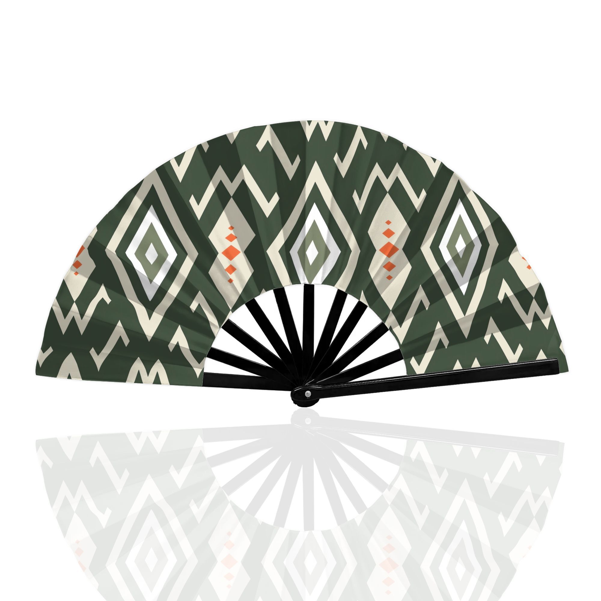 Artikelbild 2d flachdruck ethnische orientale muster traditionelles design klassischer faltbarer fächler für party, festival oder bühnenshows, zeitloses accessoire mit retro- , ohne batterie