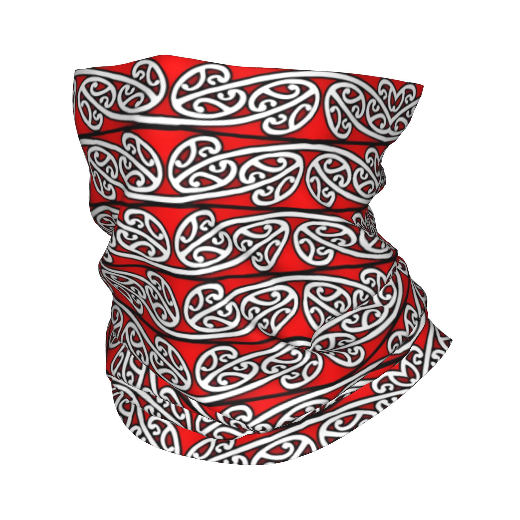 TEMU 2d Print Design Maori Version Red Bandana Neck Scarf Multi-use Fishing Accessory For Men And Women Face Cover