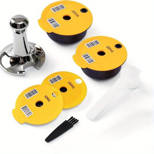 reusable coffee capsule 200 220ml with 2 extra lids 60 180ml refillable coffee capsules with tampers fortassimo machine