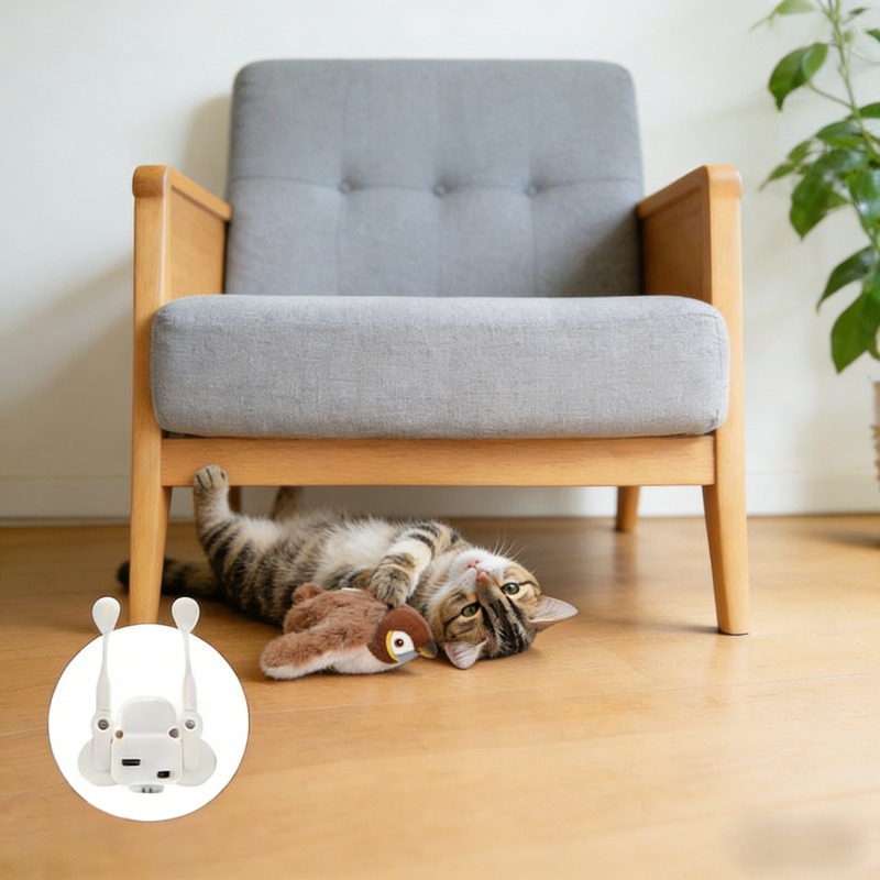 Cat Toy, 2026 New Indoor Fan Chirping Simulation Sparrow Cat Toy, Designed For Bored Cats, Without Battery