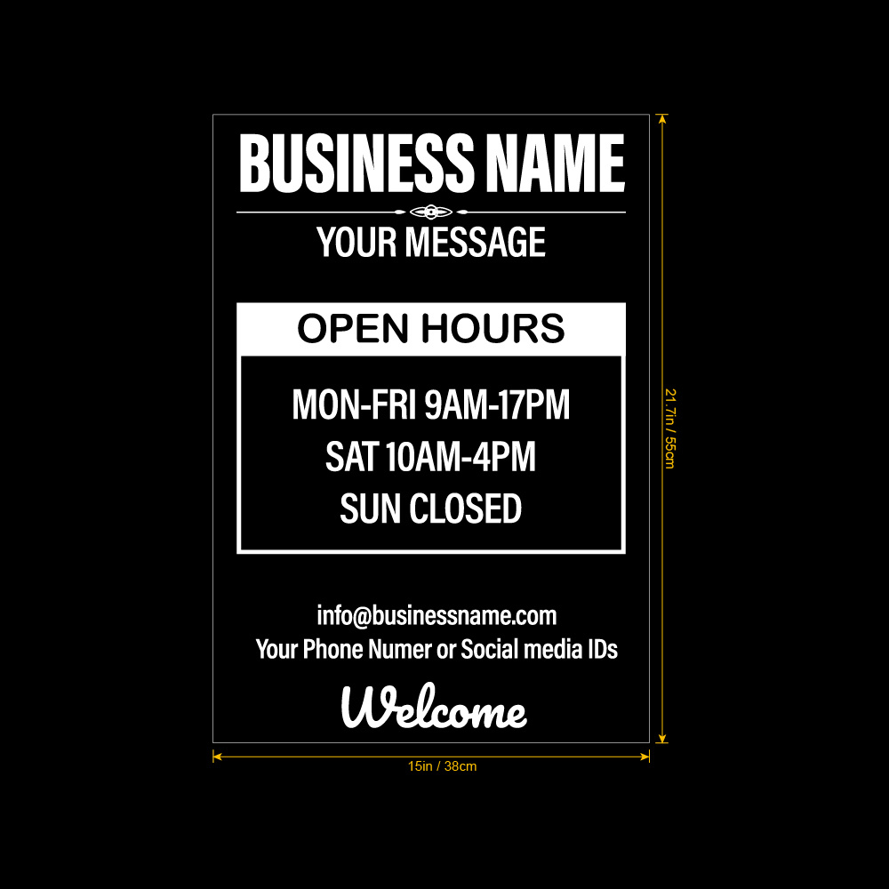 TEMU 1pc Customizable Vinyl Window Hours Sticker - Personalized Fonts, Easy-to-install Home And Office Glass Door Decals, Store Name And Business