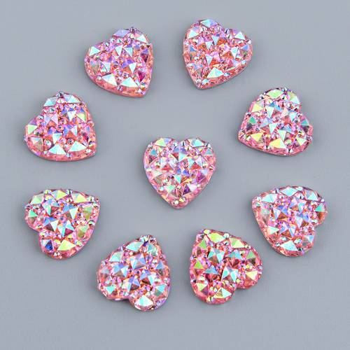 2d flat 20pcs 1 6cm 0 63in ab color shimmering flatback hearts suitable for crafts jewelry making wedding decorations diy appliques for clothing hairbands hats shoes resin beads with ab for wedding
