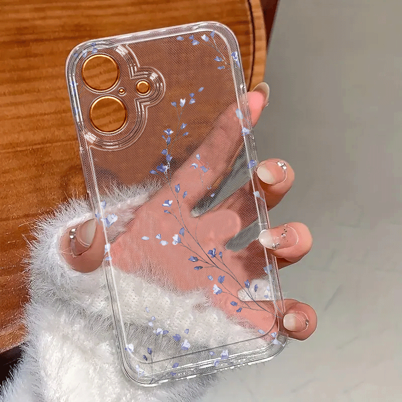 TEMU Phone Case: Elegant Floral Branch Case, Suitable For Iphone 17/16/15/14/13/12/11 Pro Max/x/xs/xr/xsmax/7/8/6/6s Plus/16e. Cartoon Transparent