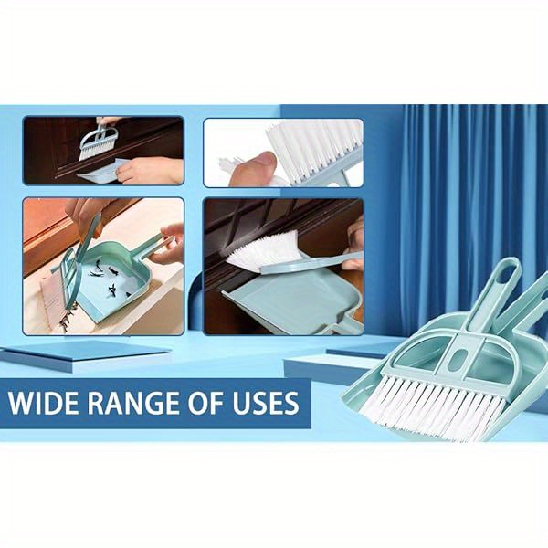 3 pack mini hand broom and dustpan set with brush - compact cleaning kit with soft bristles & ergonomic handle, pastel colors (pink, green, blue) for desk, car, pet hair,  ,   - portable dustpan with brush for home, office, travel - ideal for small spaces &   cleaning, mini dustpan, dust remover, dust brush and pan, spill cleaner, lightweight design, easy to clean, durable bristles, office workers, home cleaners, cleaning accessories,  , portable Product details 3